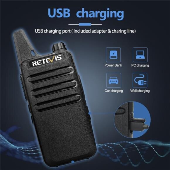 Walkie Talkies, Mini 2 Way Radio Rechargeable, VOX Handsfree, Portable, Two-Way - Picture 3 of 7